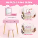 Image 9 for Детский туалетный столик Costway Drawers с 2 ящиками и стулом розовый
