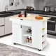 Image 4 for Кухонний острів Costway Multi-Storage Kitchen на колесах з розкладною стільницею, білий