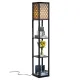 Image 4 for Стеллаж-торшер Costway Lumina Solo Lattice 160 с декоративными абажурами на 3 полки лофт, черный