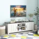 Image 3 for Тумба під телевізор Costway Farmhouse TV Console 65 з дверцятами та відкритими полицями білий