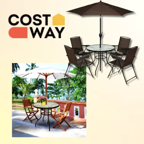 Практичний стіл з отвором для парасольки