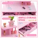 Image 7 for Детский туалетный столик Costway Drawers с 2 ящиками и стулом розовый