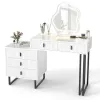 Туалетний столик Costway Vanity з LED підсвічуванням та 5 шухлядами, білий