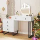 Image 5 for Туалетний столик Costway Vanity з LED підсвічуванням та 5 шухлядами, білий