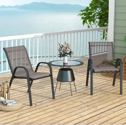 Комплект садових стільців Costway Patio з підлокітниками сірий