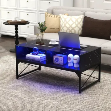 Журнальний стіл Costway Moderne з підсвіткою чорний