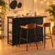 Image 3 for Кухонний острів Costway Industrial Wine Bar у стилі лофт з 4 відкритими поличками