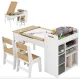Image 2 for Детский набор Costway Fantastik 3 в 1: стол, 2 стулья, мольберт натуральный