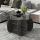 Image 3 for Журнальный столик Costway Clover Base 89см круглый стеклянный с нишей, темный дуб