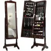 Зеркало напольный шкаф Costway Antique для бижутерии коричневый