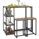 Image 5 for Комплект мебели Costway Brooklyn Counter 3-in-1 барный стол с полками и 2 стульями лофт коричневый