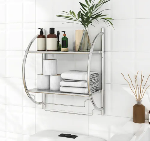 Настінна полиця для ванної кімнати з тримачем для рушників