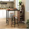 Барний стіл з стільцями Costway Bistro з тримачем винних келихів темно-коричневий