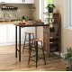 Барний стіл з стільцями Costway Bistro з тримачем винних келихів темно-коричневий