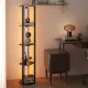 Image 1 for Стеллаж-торшер Costway Lumina Curve Rota с LED-подсветкой угловой на 4 полки лофт, черный