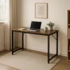 Письмовий стіл Costway Homart із сталевим каркасом коричневий