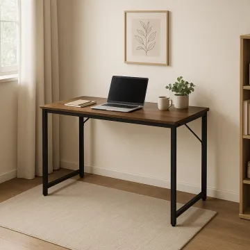 Письменный стол Costway Homart со стальным каркасом коричневый