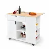 Кухонний острів Costway Multi-Storage Kitchen на колесах з розкладною стільницею, білий