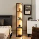 Image 9 for Стелаж-торшер Costway Lumina Dimmer 163 з LED підсвіткою на 4 полиці лофт, коричневий
