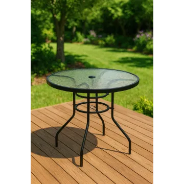 Садовий стіл Costway Acapulco з місцем для парасолі