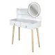 Image 4 for Туалетный столик Jumi Scandi LED подсветка, с ящиками, кожаные ручки, белый