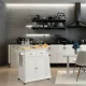 Image 3 for Кухонный остров Costway Rubberwood Kitchen на колесах со шкафчиком и полками белый