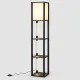 Image 1 for Стеллаж-торшер Costway Lumina Duo-Light Pro с комбинированной LED подсветкой и абажуром на 3 полки лофт, черный