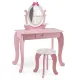 Детский туалетный столик Costway Princess с 1 ящиком и стулом розовый