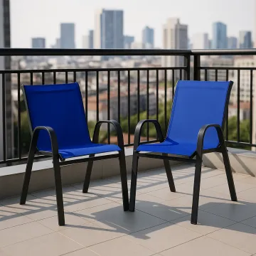 Комплект садових стільців Costway Patio з підлокітниками синій