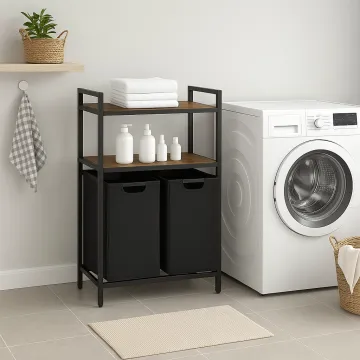 Кошик для білизни Leobert Costway 92 л з 2 полицями в стилі Loft