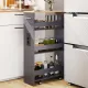 Image 3 for Узкий шкаф-пенал (карго) Costway SpaceSaver на колесиках с розеткой и USB для ниши 20см серый