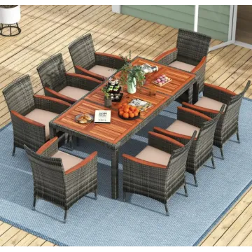 Комплект садових меблів Costway Viccos 8+1 Сірий/бежевий