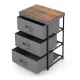 Image 4 for Комод-органайзер тканинний Costway Compact Tower на металевому каркасі на 3 шухляди лофт сірий