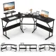 Image 5 for Кутовий комп'ютерний стіл-трансформер Costway CornerDesk L-подібний з розеткою та USB чорний