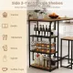 Image 7 for Комплект мебели Costway Brooklyn Counter 3-in-1 барный стол с полками и 2 стульями лофт коричневый