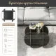 Image 7 for Журнальный столик Costway Clover Base 89см круглый стеклянный с нишей, темный дуб