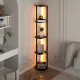 Image 3 for Стеллаж-торшер Costway Lumina Curve Rota с LED-подсветкой угловой на 4 полки лофт, черный