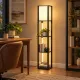 Image 4 for Стеллаж-торшер Costway Lumina Duo-Light Pro с комбинированной LED подсветкой и абажуром на 3 полки лофт, черный