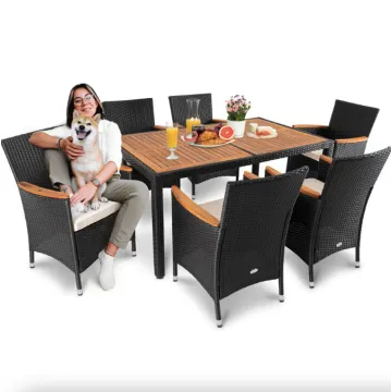 Садові меблі Di Volio VERONA 6+1 чорно-кремові