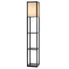 Стелаж-торшер Costway Lumina Classic Shade 160 з тканинним абажуром на 3 полиці лофт, чорний