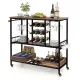 Image 4 for Сервировочный столик-тележка Costway WineCart с винной стойкой и ящиками лофт коричневый