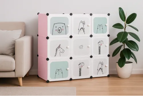 Модульный шкаф-органайзер Leobert Kids для детских игрушек розовый