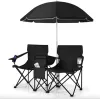 Комплект розкладних стільців Costway Parma з парасолькою чорний