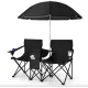 Комплект розкладних стільців Costway Parma з парасолькою чорний