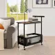 Image 4 for Сервірувальний столик-візок Costway BarCart Roll на колесах 2-ярусний коричневий