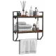 Image 3 for Полиця навісна Costway Loft Wall Shelf для ванної з тримачем для рушників лофт коричневий