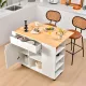 Image 5 for Кухонний острів Costway Multi-Storage Kitchen на колесах з розкладною стільницею, білий