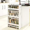 Узкий шкаф-пенал (карго) Costway SpaceSaver на колесиках с розеткой и USB для ниши 20см белый