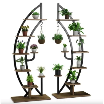 Стелаж для квітів Costway Ruta комплект 2 штуки у формі півмісяця коричневий