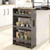 Узкий шкаф-пенал (карго) Costway SpaceSaver на колесиках с розеткой и USB для ниши 20см серый